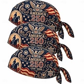 billiga U.S. 250-årsjubileum-3 st. amerikanska 250-årsjubileumscykling pirathatt bikerhuvudbonad, amerikansk flagga bandana dödskallehatt, patriotisk huvudduk för män kvinnor, 1776-2026 ridning, fiske, löpning, utomhussporter,