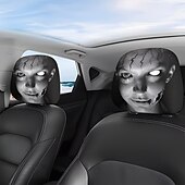 cheap Halloween Slipcover-2/4PCS Cracked Makeup Car Seat Headrest Covers, Funny Prank Headrest Protectors, Universal Fit Stretch Car Interior Accessories, Washable and Easy to Install, Comfortable Seat Protection for Cars, SUV