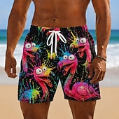  Men's Flamingo Coconut Tree Tropical Plants Swim Trunks Bathing Suits Swim Shorts Board Shorts Mid Waist Hawaiian Daily Beach Vacation Wear Side Pockets Mesh Lining Elastic Drawstring Waist Designer