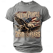 preiswerte Patriotisches T-Shirt für Veteranen-Herren 250. Jubiläum Patriotische Adler American Flag 1776 2026 Graphic T-Shirt Kurzarm Rundhals Sommer Street Top