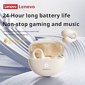 billiga TWS helt trådlösa hörlurar-Lenovo ThinkPlus öppna öronhörlurar, Bluetooth 5.4 luftledningshörlurar med clip-on-funktion, 360 AC HiFi-stereo trådlösa hörlurar med brusreducerande mikrofon, 24 timmars batteritid för sport,