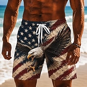 2026 250e Mannen Amerikaanse Vlag Zwemshorts Badkleding Zwemshorts Board Shorts Midden Taille Patriottisch Dagelijks Buitenfestival Zijzakken Mesh Voering Elastische Koord Taille Designer