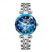 economico Orologi al quarzo-Orologio di lusso da donna, elegante quadrante sfaccettato verde smeraldo con bracciale a maglie in acciaio inossidabile color oro rosa, orologio da polso al quarzo alla moda per signore, dettagli in
