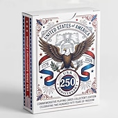  Carte da gioco commemorative del 250° anniversario degli Stati Uniti, edizione da collezione del quinquennio 1776-2026, mazzo storico patriottico degli Stati Uniti, regalo per gli amanti della storia