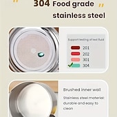  Coletor de gordura para bacon com cabo em aço inoxidável 304, com escorredor e tampa. &Bandeja antiderrapante, recipiente para gordura de cozinha com capacidade para 1,3 l/44 oz, filtro de malha fina