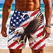  2026 250e Mannen Amerikaanse Vlag Zwemshorts Badkleding Zwemshorts Board Shorts Midden Taille Patriottisch Dagelijks Buitenfestival Zijzakken Mesh Voering Elastische Koord Taille Designer