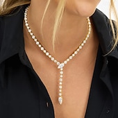 cheap Necklaces-Necklace Cubic Zirconia Zircon Women's Elegant Tassel Fringe Necklace For Party