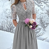 cheap Dirndl Dresses-Oktoberfest Dress Dirndl Trachtenkleider Midi Length Maid Bavarian German Wiesn Women's Carnival Beer Festival Traditional Style Cloth Without Blouse (80CM)