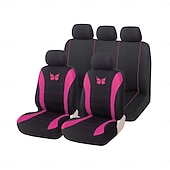 cheap Car Seat Covers-9PCS Butterfly Car Seat Covers Full Set, Universal Fit Breathable Fabric Automotive Seat Protectors for Cars SUVs Trucks Sedans, Stylish Butterfly Embroidery Interior Accessories
