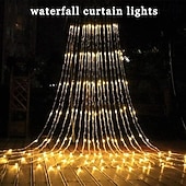 preiswerte Vorhang- und Eiszapfenlichter-3M Lichterketten 320 LEDs 1 Stück Warmweiß Weiß Blau Kreative Lichterketten Festtagslichter Fenster- / Vorhang- / Eiszapfenlichter Halloween Innenbereich Wasserdicht 110-240 V