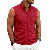 abordables Vestes de course-Homme Couleur Unie Gilet de course à pied Veste softshell Débardeur Rembourré Été Printemps Automne Avec Poches Fermeture intégrale Sans manches Séchage Rapide Léger Respirant Salle de sport Pêche