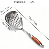 cheap Cooking Utensils-1/2 PCS Wooden Handle Stainless Steel Spider Strainer, 16 Inch Long Handle Deep Fry Skimmer Spoon, Heavy Duty Frying Scoop for French Fries, Pasta, Noodles, Dumplings and Hot Pot, Kitchen Cooking Tool