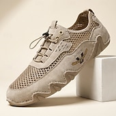 economico Scarpe Casual con Lacci-Scarpe da ginnastica da uomo beige in mesh – scarpe casual traspiranti e leggere, comode calzature da esterno per viaggi, passeggiate e uso quotidiano