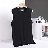 cheap Tank Tops-Men's Tank Top Undershirt Wife beater Shirt Sleeveless Round Neck Summer Plain Sports Soak Off Muscle V Neck Casual Indoor Outdoor Black White Dark Blue Top Tee for Men