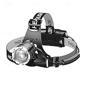 abordables Phares avant-Lampe frontale LED rechargeable, étanche et dotée d'un port USB, d'un détecteur de mouvement, de 3 modes d'éclairage, d'un phare zoom haute luminosité et d'une lampe torche mains libres en alliage
