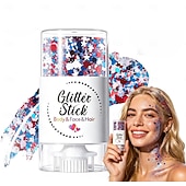  Stick glitterato patriottico per il corpo del 4 luglio, 1/2 stick glitterato rosso, bianco e blu per il viso, glitter impermeabile per il festival del 4 luglio per corpo, capelli e viso, glitter