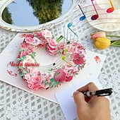 cheap Party Supplies-Musical 3D Pop Up Card, Recordable Heart Rose Wreath Greeting Card with Voice Button, Audio Gift for Her, Women, Mom, Wife - Mother's Day, Birthday, Anniversary, Valentine's Day, with Envelope