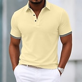 preiswerte Klassisches Poloshirt für Herren-Herren 100% Baumwolle Poloshirts Lässig Urlaub Revers Kurzarm Modern Bequem Einfach Farbblock Knöpfe Sommer Frühling Blau Weiß Gelb Rote Grau 100% Baumwolle
