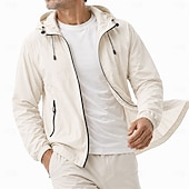 abordables Vestes Décontractées-Hommes Veste Légère Occasionnel Protection solaire Protection UV À capuche Printemps &amp; Été Printemps Sports &amp; Plein air Décontracté Quotidien À capuche Régulier Vert Sauge Beige Veste