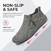 abordables Zapatos Casuales Slip-On-Zapatillas de senderismo grises para hombre: zapatillas ligeras con cremallera lateral para actividades al aire libre, calzado cómodo y antideslizante para senderismo, viajes y aventuras cotidianas.