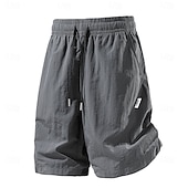 cheap Classic-Men's Lightweight Cargo Shorts Comfort Waist Tactical Cargo Shorts Casual Shorts Drawstring Pocket Elastic Waist Plain Quick Dry Knee Length Outdoor Streetwear Daily Wear Fashion Streetwear Black