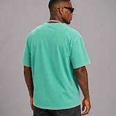 ieftine Tricou grafic pentru bărbați-Tricou bărbătesc cu imprimeu hawaian din frunze de palmier și nucă de cocos, 100% bumbac, spălat acid, gros, tricou cu mânecă scurtă, guler rotund, stil DTG, îmbrăcăminte la modă, stil zilnic,