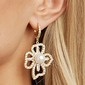 cheap Earrings-Pearl Earrings Geometrical Flower Earrings Jewelry Golden For Daily