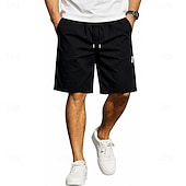 cheap Classic-Men's Lightweight Cargo Shorts Comfort Waist Tactical Cargo Shorts Casual Shorts Drawstring Pocket Elastic Waist Plain Quick Dry Knee Length Outdoor Streetwear Daily Wear Fashion Streetwear Black