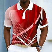 Per uomo Geometrico Linea Polo Sportivi Manica Corta Magliette polo Camicie con Colletto Casual Athleisure Stampa 3D Bottoni Tessuto retato traspirante Primavera & Estate Blu Rosso Verde