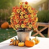  24 inch kunstmatige herfstbloemensteker voor buiten, nepchrysant, violette buxus, bolvormige bomen, Thanksgiving, Halloween, UV-bestendige tuinstekers voor de tuin &gazon, kleurecht, zwaar zijden