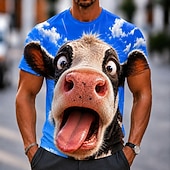 economico Magliette con stampa animale-Per uomo Animale mucche Maglietta Manica Corta maglietta Stampa 3D Girocollo Camicia Divertente Casuale Quotidiano Streetwear Blu Blu 2# Blu 1# Estate Primavera Abbigliamento S M L XL 2XL 3XL