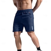 abordables Casual Shorts-Men's Athletic Shorts Shorts Summer Shorts Beach Shorts Casual Shorts Pocket Elastic Waist Plain Quick Dry Breathable Short Casual Outdoor Beach Vacation Fashion Lake blue Black Micro-elastic