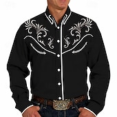 baratos Velho Oeste-Clássico Retro Vintage Blusa / Camisa Cowboy do Oeste 3D Fantasia Homens Baile de Máscaras Dia a Dia Festa de Solteira Adulto Camisa