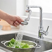 preiswerte Badezimmer-Zubehörset-1080° drehbarer Wasserhahnaufsatz mit nach oben gerichtetem Gesichtsnebel, 4 Wassermodi, Spülbecken-Luftsprudler mit integriertem Filter, Messing-Armaturenaufsatz mit Roboterarm, universeller