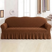 cheap Sofa Cover-Country Style 3D Stretch Sofa Cover with Skirt, Washable Elastic Couch Slipcover for 1/2/3/4 Seater, Fitted Furniture Protector