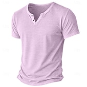 abordables camisetas basicas-Hombre Camiseta Camiseta de punto Camiseta superior Manga Corta Escote en Pico Verano Color sólido Moda Ligeras Básico Puro Casual Vacaciones Calle Azul Piscina Negro Verde Claro Camiseta superior