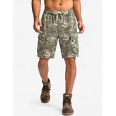 cheap Holiday-Men's Lightweight Cargo Shorts Comfort Waist Tactical Cargo Shorts Casual Shorts Drawstring Elastic Waist Multi Pocket Camouflage Quick Dry Knee Length Casual Outdoor Streetwear Fashion Streetwear