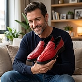 preiswerte Slipper-Rote Herren-Loafer mit Struktur, elegante Slipper zum Hineinschlüpfen, modische Schuhe für Hochzeiten, Partys, Clubbesuche und Abendveranstaltungen