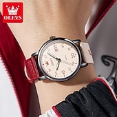 voordelige Quartz-horloges-Olevs dameshorloge in roze, schattig analoog quartz polshorloge met datumweergave, casual modieus meisjeshorloge met ademende nylon band, waterdicht tot 30 meter, verjaardagscadeau voor tienermeisjes