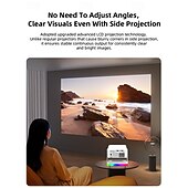 cheap Projectors-Smart Projector with Auto Focus &amp; Auto Keystone, 720P Native Portable Movie Projector with RGB Ambient Light, Bluetooth Speaker, WiFi Screen Casting, 180° Rotatable Home Theater Projector