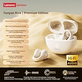 billiga TWS helt trådlösa hörlurar-Lenovo ThinkPlus öppna öronhörlurar, Bluetooth 5.4 luftledningshörlurar med clip-on-funktion, 360 AC HiFi-stereo trådlösa hörlurar med brusreducerande mikrofon, 24 timmars batteritid för sport,