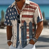 cheap Patriotic 250 Shirts-4th of July 2026 250th Men's Star Tie Dyed American Flag Shirt Summer Shirt Button Up Shirt Short Sleeve Patriotic Outdoor Festival Summer Spring Turndown 3D Print Collared Shirts Blue Blue 1#