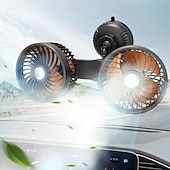 voordelige Autofanaten-Dubbele ventilator voor in de auto met zuignap, 360° draaibare koelventilator voor voorruit en dashboard, draagbare elektrische luchtcirculator, stille ventilator voor sedan, SUV, camper, vrachtwagen