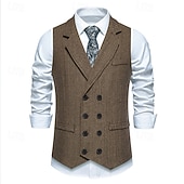 preiswerte Herren Kostüme der 1920er Jahre-Goldene Zwanziger 1920er Retro Vintage Weste Der große Gatsby Doppelreihiger Verschluss Fischgrät-Tweed Gekerbtes Revers Kostüm Herren Wiederbelebung Hochzeitsfeier Alltagstauglich Erwachsene Weste