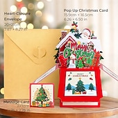  3D-Pop-up-Weihnachtskarte in einer Schachtel, Weihnachtsmann &Weihnachtskarte mit Schneemanndorf, einzigartiges handgefertigtes Geschenk für Kinder, Freunde und Familie, festliche Tischdekoration mit