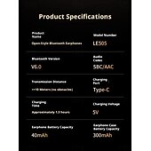 economico Cuffie TWS wireless-Cuffie wireless Lenovo LE505 a orecchio aperto, auricolari Bluetooth 6.0 a conduzione aerea, suono panoramico a 360° ACS. &amp;Dolby Atmos, microfono con cancellazione del rumore, auricolari sportivi