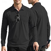 economico Camicia da uomo-Per uomo Tinta unita Maglietta sportiva Polo da golf Maglia da tennis Maglietta da tennis Manica Lunga Tasca Bottoni Leggero Elastico Traspirante Tennis Golf Corsa Colletto a Camicia Top Bianco Cachi