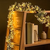 baratos Luzes interiores a pilhas e USB-Guirlanda de luzes de fada com flores sintéticas em formato de estrela, 1,8 m, 20 LEDs, ideal para decoração de casamentos, festas, Dia dos Namorados, Natal, ambientes internos e externos, varandas,