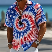  2026 250th Tricou pentru bărbați cu steagul american Tricou de vară cu butoni Tricou cu mânecă scurtă Patriot Outdoor Festival Vară Primăvară Tricouri cu guler imprimat 3D Albastru Albastru 1#