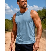 cheap Running Tee &amp; Tank Tops-Men's Solid Colored Workout Tank Top Running Tank Top Gym Tank Top Summer Spring Sleeveless Quick Dry Lightweight Moisture Wicking Breathable Gym Workout Running Walking Jogging Fitness Blue White